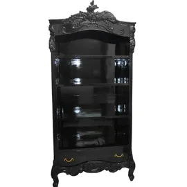 Casa Padrino Barock Bücherschrank Schwarz / Gold Hochglanz B 85 x H 190 cm Bücherregal Regal Schrank