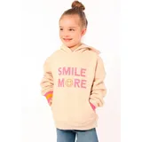 Zwilling Zwillingsherz Hoodie "Jovanna" Kids mit "Smile More"-Aufstick und neonfarbenen Armbündchen beige 110/116