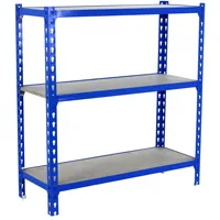 Simonrack Schwerlastregal, Lagerregal, 100x100x30 cm, Metallregal, Kellerregal, Biegestelle 150 kg, 3 Holzfachböden, Blau/Holz - Maderclick
