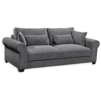 ANGELINA Bequemes Schlafsofa in Cord-Optik mit Bettkasten, Ash - Ausziehbares Sofa mit Schlaffunktion - 250 x 95 x 125 cm (B/H/T)