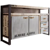 Loft Industrial Style Sideboard Altholz massiv Kommode Anrichte Mehrzweckschrank