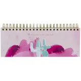 Nova MD Rosa Tischkalender ohne Datum Alpaka & Kaktus. Hochwertiger, moderner Wochenkalender, Querkalender für 52 Wochen +1. 1 Woche 2 Seiten. Verwendbar als Kalender 2025/2026