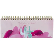 Nova MD Rosa Tischkalender ohne Datum Alpaka & Kaktus. Hochwertiger, moderner Wochenkalender, Querkalender für 52 Wochen +1. 1 Woche 2 Seiten. Verwendbar als Kalender 2025/2026