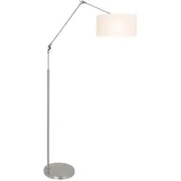 Steinhauer Gelenkleuchte Stehleuchte Wohnzimmerlampe verstellbar Stahl Textil weiß E27