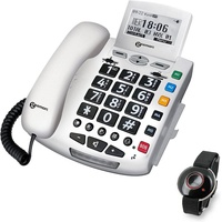 Geemarc SERENTIES Schnurgebundenes Seniorentelefon inkl. Notrufsender Beleuchtetes Display Weiß
