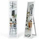 2 in 1 Ganzkoerperspiegel, Standspiegel und Wandspiegel mit Holzrahmen, Ankleidespiegel 37 x 155cm, Garderobenspiegel für Schlafzimmer, Wohnzimmer