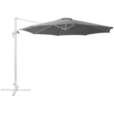 Beliani Ampelschirm Grau/Weiß Polyester 300 cm Garten Terrasse Balkon