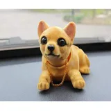 Bolwins C14DS Wackelhund Auto-Dekoration – Wackeldackel Figur fürs Armaturenbrett & Büro, niedliche Hundefigur mit wackelndem Kopf und Halskette, stressabbauende Innenraum-Deko für Auto & Zuhause