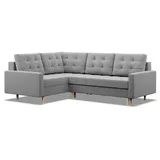 mebligo Links Ecksofa mit Schlaffunktion, Ottomane, Grau - Grau
