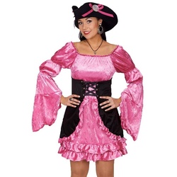 Metamorph Kostüm Piratin in Pink Kostüm, Gerüschtes Piratenkleid mit weiten Ärmeln rosa
