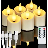 Homemory 6 Stück Wiederaufladbare Teelichter mit Fernbedienung, dimmbare LED-Teelichter, Kerzen, wiederaufladbare flammenlose Kerzen für Heimdekoration
