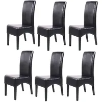 Mendler 6er-Set Esszimmerstuhl K√ochenstuhl Stuhl Latina, Leder schwarz, dunkle