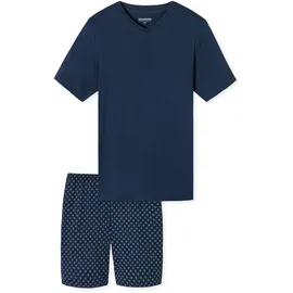 SCHIESSER Pyjama Schlafanzug kurz - Casual Essentials in Admiral Gr.: 50
