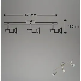 Brilo LED Deckenleuchte Spotleuchte dreh-& schwenkbar 3xGU10 9W Matt-Nickel Briloner - Silber