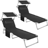 Tectake Sonnenliege 190 x 68 x 28 cm Schwarz