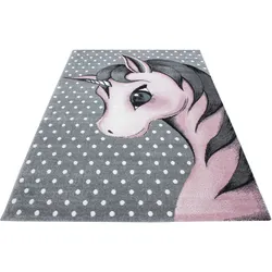 Kinderteppich AYYILDIZ TEPPICHE "Kids 590" Teppiche Gr. B: 200cm, 12mm, L: 290cm, pink Kinder Einhorn Motiv, Kurzflor