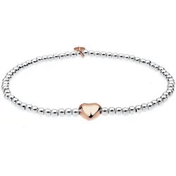 Armband ELLI "Elli Armband Herz Liebe Kugeln Bi-Color 925 Silber", silber, Armbänder, Damen, 18cm, ohne Stein, Silber 925 (Sterlingsilber)