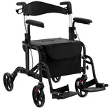 Costway Rollator Faltbar und leicht mit Sitz 6-fach höhenverstellbar Schwarz