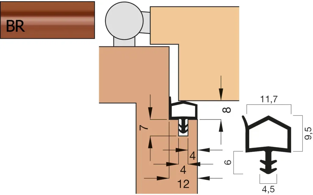 Türdichtung A 1007 / Kurzbund -  braun