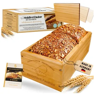 bambuna HOLZBROTZAUBER 30cm Brotbackform aus Buchenholz - Brot selber backen Backform - integrierter Trennsteg - Holzbackform für jedes beliebige Brot - Buchenholz Backkasten - Brotbackrahmen für 1,5kg Brot