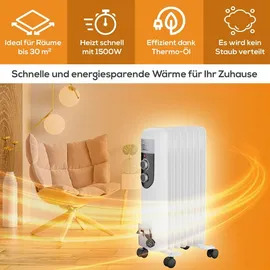 Tronitechnik Ölradiator Elektroheizung TT-OR 107 mit 7 Rippen und 1500 Watt 3 Stufen