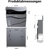 Wiltec Design Briefkasten V28 Anthrazit inkl. Zeitungsfach
