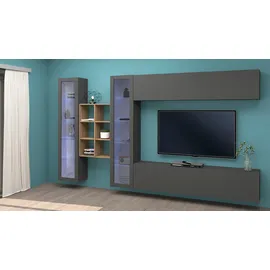 Home Affaire Wohnwand HOME AFFAIRE "Maruska", grau (anthrazit, anthrazit), B:320cm H:180cm T:30cm, Holzwerkstoff, Kastenmöbel-Sets, Wohnwand