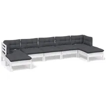 vidaXL Garten-Lounge-Set 7-tlg. weiß Kiefernholz