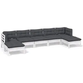 vidaXL Garten-Lounge-Set 7-tlg. weiß Kiefernholz