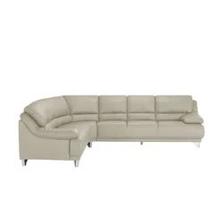 Ecksofa  aus Echtleder Maranello  , grau , Maße (cm): B: 295 H: 87 T: 253.0