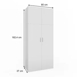 Vicco Aktenschrank Frank, Weiß, 80 x 182.4 cm mit Schrankaufsatz und Schublade