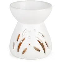 LALAGO Duftlampe aus Keramik, Duftlicht mit der Candle Löffel, Trichtermodell Ätherische Ölbrenner Wachsschmelzbrenner Duftwachs Lampe Aroma-Diffusor Kerzenbrenner(Weiß)