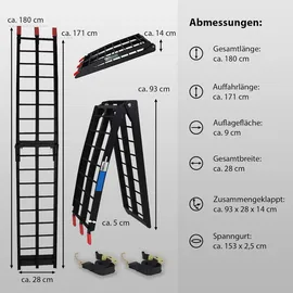 Baumarktplus TRUTZHOLM 2 x Auffahrrampe klappbar 180 cm Traglast 680 kg Alu schwarz