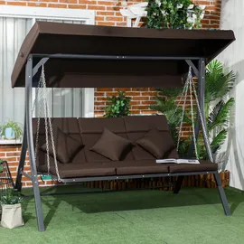 Outsunny Hollywoodschaukel Braun 3-Sitzer