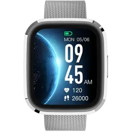 Garett Smartwatch GRC Style Stahl Touch Display Anruf & SMS IP68 Wasserdicht Silber