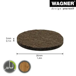 WAGNER Filz Pads 4tlg. - Ø 35 x 3 mm, selbstklebend, braun, als Filzgleiter, Schutzpads oder zum Basteln - 15133499