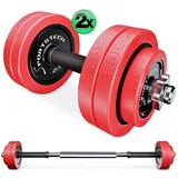 Sportstech Hantel AH300 2in1 Set Kurzhanteln 30 kg abnehmbare Silikonüberzüge schwarz|grau|rot