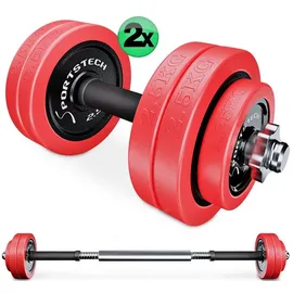 Sportstech Hantel AH300 2in1 Set Kurzhanteln 30 kg abnehmbare Silikonüberzüge schwarz|grau|rot