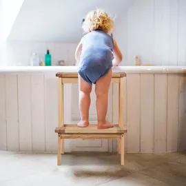 Relaxdays Tritthocker Walnussholz 2 Stufen