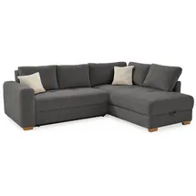luma-home Ecksofa-Dauerschläfer Boxspring Federkerncouch Topper Stauraum Cord Grau Anthrazit / 15211