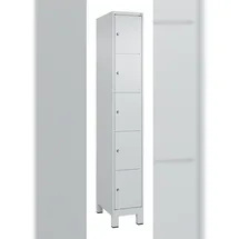 C+P Schließfachschrank Classic PLUS, Füße, 1 Abteil, 1950x300x500mm, 7035/7035 Innenhöhe Gefach oben (oberes 365 mm Front RAL 7035 Lichtgrau