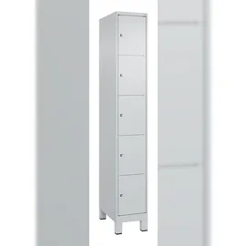 C+P Schließfachschrank Classic PLUS, Füße, 1 Abteil, 1950x300x500mm, 7035/7035 Innenhöhe Gefach oben (oberes 365 mm Front RAL 7035 Lichtgrau