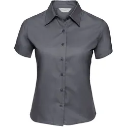 Russell Collection Klassische Twill Bluse - Kurzarm, zinc, 2XL