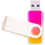 USB-Speicherstick (64 GB, USB 3.0, Farbverlauf, Großhandels-Massenware, drehbares Design, Daumenlaufwerk für Datenspeicherung, Gold-Pink)