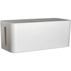 Intirilife Kabelbox aus Kunststoff in Weiß - 32 x 13.6 x 12.7 cm - Kabelmanagement Box, Organizer zum Verstecken von Kabeln und Steckdosenleisten