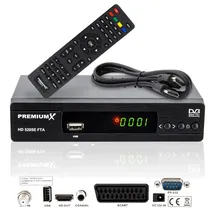 Premium X PremiumX HD 520SE FTA Digital SAT Receiver DVB-S2 HDMI SCART USB Multimedia-Player, Astra Hotbird vorprogrammiert