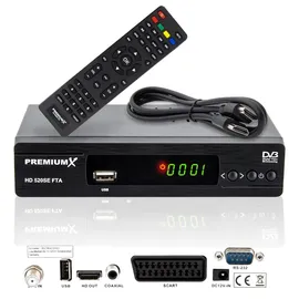Premium X PremiumX HD 520SE FTA Digital SAT Receiver DVB-S2 HDMI SCART USB Multimedia-Player, Astra Hotbird vorprogrammiert