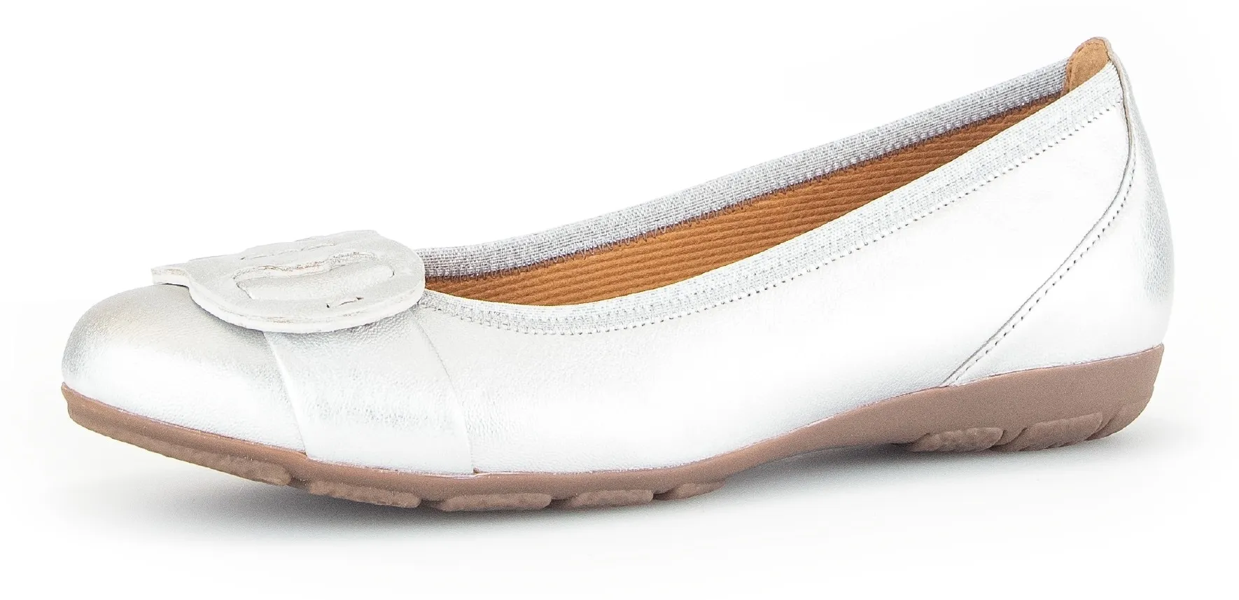 Ballerina, Flache Schuhe, Slipper mit Hovercraft Luftkammern-Laufsohle, Gr. 41, silberfaben, , 62183945-41