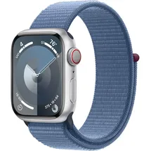 Apple Watch Series 9 GPS + Cellular 41 mm Aluminiumgehäuse silber, Sport Loop winterblau One Size