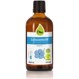 Olini Leinöl 100 ml Glasflasche - Kaltgepresst, Unraffiniert, Unbehandelt - Reich an Omega-6- und Omega-3-Säuren - Frischegarantie Direkt vom Hersteller aus Ölmühle - Vegan - Glutenfrei